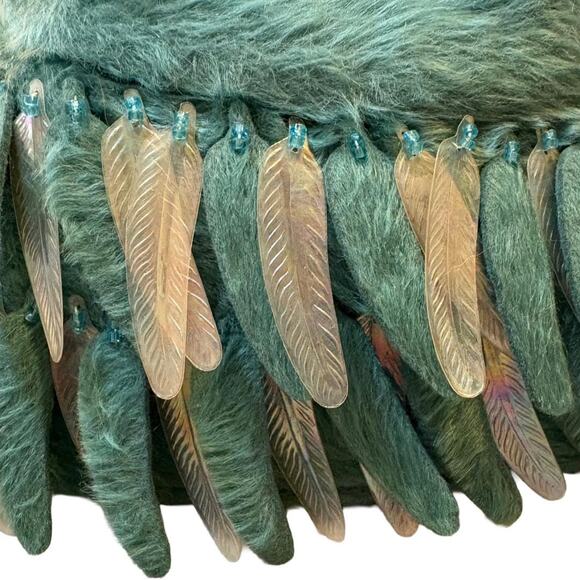 1960s Nelkin Green Faux Fur Feather Hat Grenadier Austria Vintage Hollywood - Picture 6 of 7